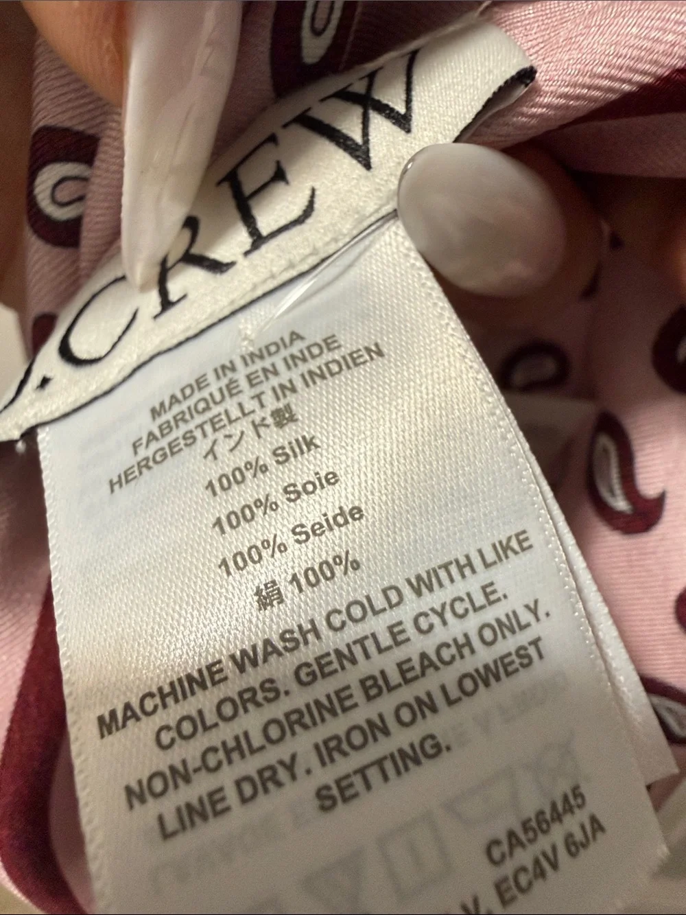 J. Crew 100% Silk Pink Paisley Scarf Head Wrap Headband NWT One Size